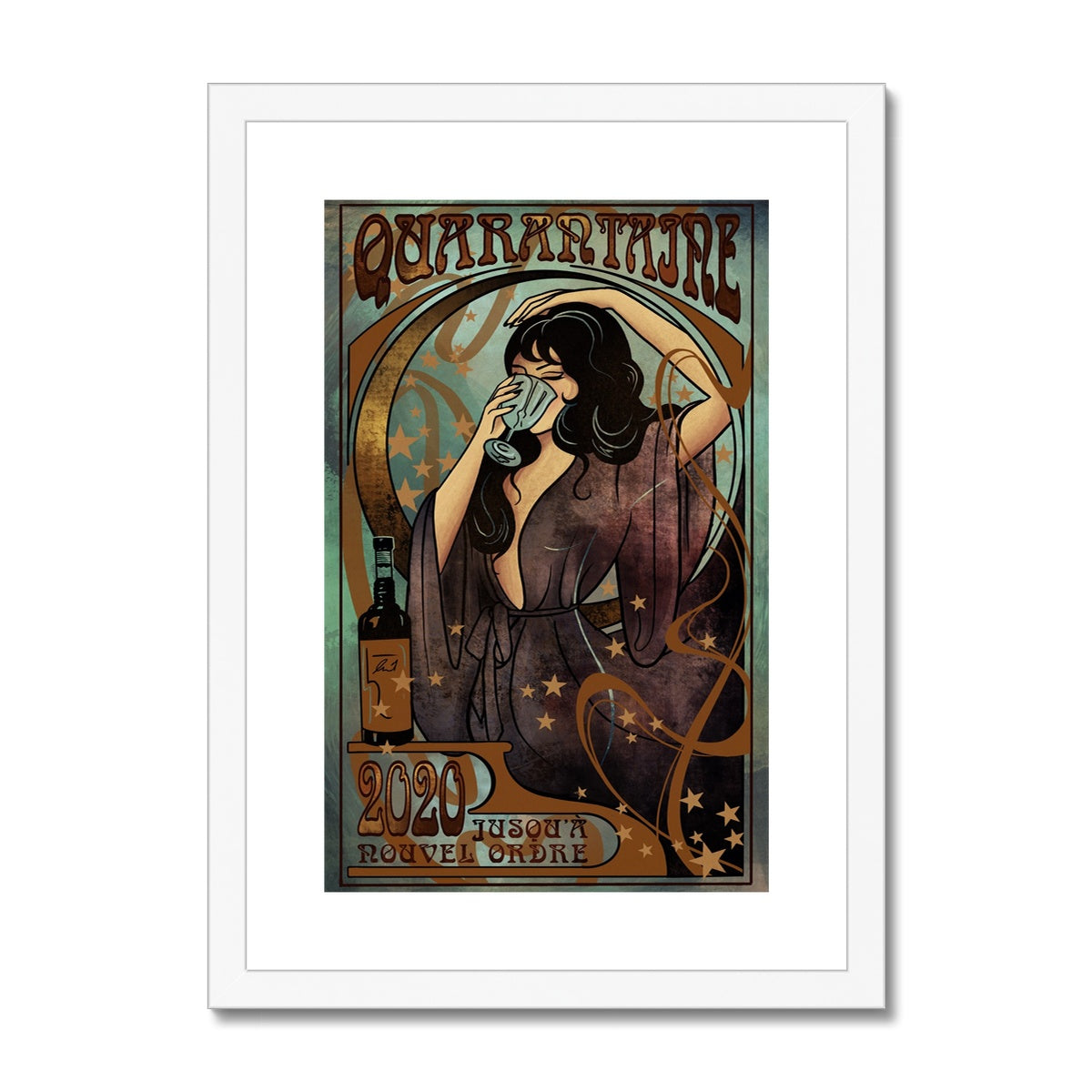 "Quarantaine - Wine Time" Framed & Mounted Print